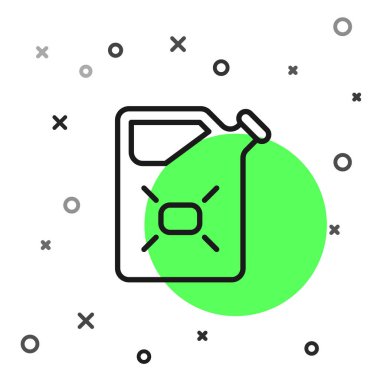 Beyaz arka planda izole edilmiş, yanıcı sıvılar için siyah çizgi kutusu. Yağ ya da biyoyakıt, patlayıcı kimyasallar, tehlikeli maddeler. Vektör.