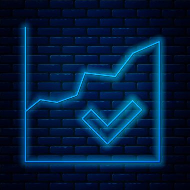 Parlayan neon hattı Finansal büyüme ikonu tuğla duvar arka planında izole edildi. Gelirleri arttırıyorum. Vektör.