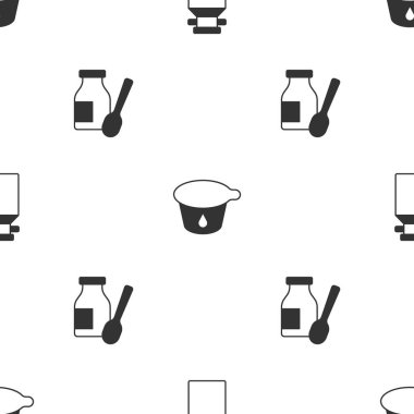 Set Can container for milk, Yogurt and Drinking yogurt bottle on seamless pattern. Vector.