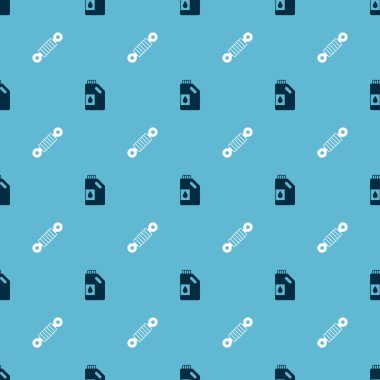 Set Canister for motor oil and Shock absorber on seamless pattern. Vector.