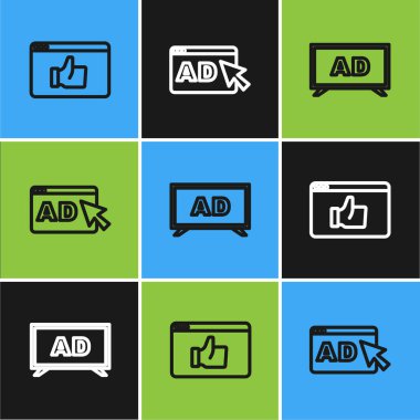 Set line Customer product rating, Advertising and icon. Vector.