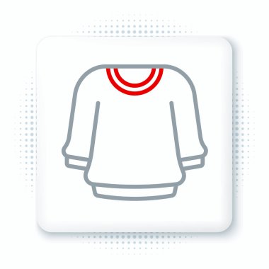 Çizgi süveter simgesi beyaz arkaplanda izole edildi. Kazak ikonu. Kazak tabelası. Renkli taslak konsepti. Vektör.