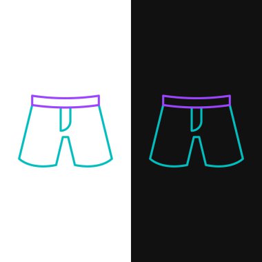 Line Short or pants icon isolated on white and black background. Colorful outline concept. Vector.