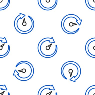 Line Digital speed meter icon isolated seamless pattern on white background. Global network high speed connection data rate technology. Colorful outline concept. Vector.