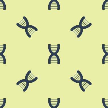 Mavi DNA sembolü sarı arkaplanda izole edilmiş kusursuz desen. Vektör.