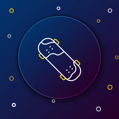 Çizgi kaykayı numara simgesi mavi arkaplanda izole edildi. Olağanüstü bir spor. Spor malzemeleri. Renkli taslak konsepti. Vektör.