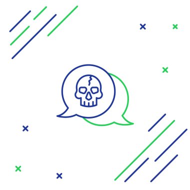 Kafatası çizgi simgesi beyaz arkaplanda izole edildi. Kaptan Korsan. Mutlu Cadılar Bayramı Partisi. Renkli taslak konsepti. Vektör.