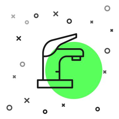 Siyah çizgi su musluğu simgesi beyaz arkaplanda izole edildi. Vektör.