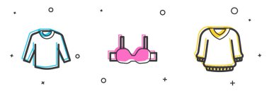 Set Sweater Bra and icon. Vector.