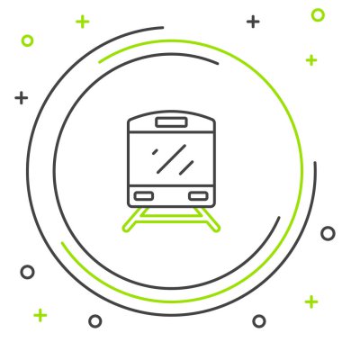 Çizgi Tren simgesi beyaz arkaplanda izole edildi. Toplu taşıma sembolü. Metro treni nakliyesi. Metro yeraltı. Renkli taslak konsepti. Vektör.