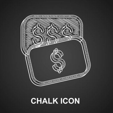Chalk New price tag with dollar icon isolated on black background. Badge for price. Sale with dollar symbol. Promo tag discount. Vector.
