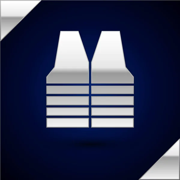 Silver Safety Vest Icon Isolated Dark Blue Background Vector — Vetor de Stock