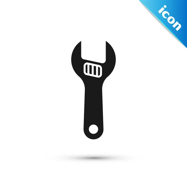 Grey Adjustable Wrench Icon Isolated White Background Vector — Stock Vector