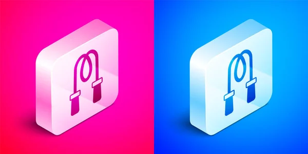 Isometric Jump Rope Icon Isolated Pink Blue Background Skipping Rope — Vetor de Stock