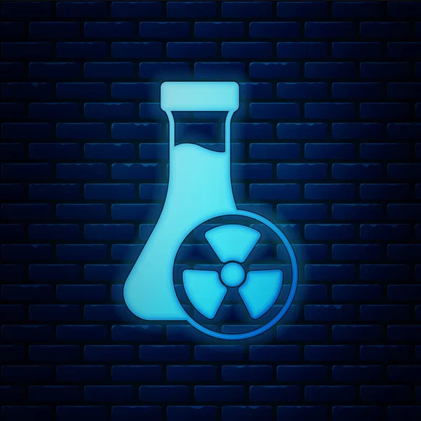 Gloeiende Neon Laboratorium Chemisch Bekerglas Met Giftige Vloeistof Pictogram Geïsoleerd — Stockvector
