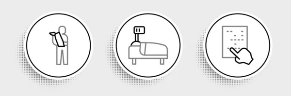 Set Line Braille Human Broken Arm Hospital Bed Icon Vector — 图库矢量图片