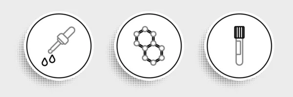 Set Line Test Tube Pipette Molecule Icon Vector — Stock vektor