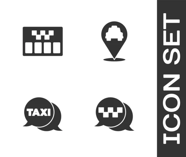 Set Taxi Call Telephone Service Taximeter Location Taxi Icon Vector —  Vetores de Stock