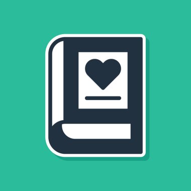 Mavi Tıbbi Kitap simgesi yeşil arka planda izole edildi. Vektör.