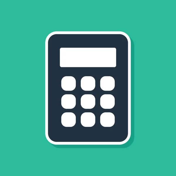Niebieski Kalkulator Ikona Izolować Zielony Tło Symbol Księgowości Obliczenia Biznesowe — Wektor stockowy