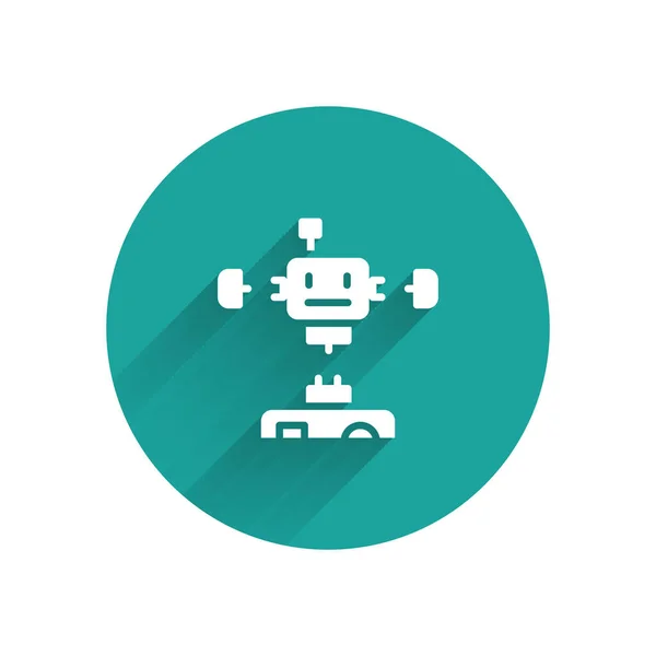 Bílá Ikona Rozebraného Robota Izolovaná Dlouhým Stínem Umělá Inteligence Strojové — Stockový vektor