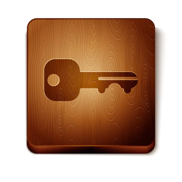 Ikona Klíče Brown House Izolované Bílém Pozadí Dřevěný Hranatý Knoflík — Stockový vektor