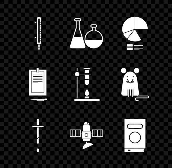 Zestaw Pomiar Termometru Meteorologicznego Rurka Badawcza Laboratorium Chemiczne Kolby Infografika — Wektor stockowy