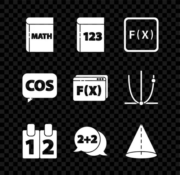 Set Book Word Mathematics Function Mathematical Symbol Calendar Equation Solution — Stock Vector