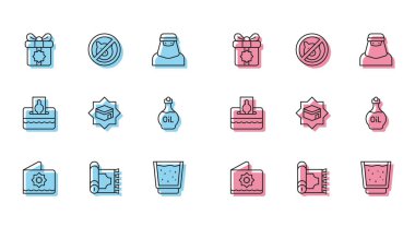 Geleneksel Sekizgen Yıldız Halı Halı Kutusu Kahire Camii 'nin olmazsa olmaz yağ şişesi Bağışı yapın ya da sadakanızı ödeyin ve domuz ikonu olmasın. Vektör.