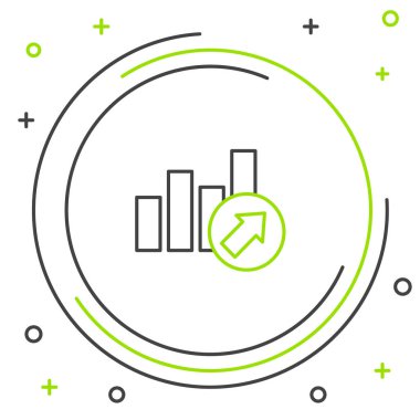 Çizgi Finansal Büyüme Simgesi beyaz arka planda izole edildi. Gelirleri arttırıyorum. Renkli taslak konsepti. Vektör.