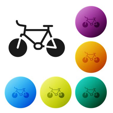 Black Bicycle icon isolated on white background. Bike race. Extreme sport. Sport equipment. Set icons in color circle buttons. Vector.