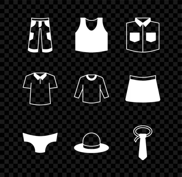 Set Pantalones Camisa Camisa Hombre Calzoncillos Hombre Sombrero Icono Corbata — Vector de stock