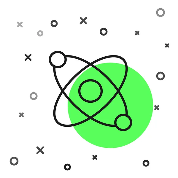 Schwarze Linie Atom Symbol Isoliert Auf Weißem Hintergrund Symbol Für — Stockvektor