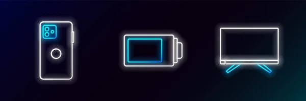 Stel Lijn Smart Smartphone Mobiele Telefoon Batterij Oplaadniveau Indicator Pictogram — Stockvector