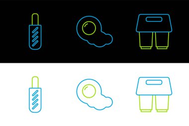 Kahve fincanını Hotdog sandviçi ve çırpılmış yumurta ikonuna çevir. Vektör.