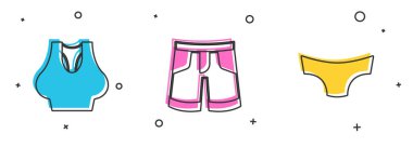 Undershirt Short ya da Pantalon ve Erkek iç çamaşırı simgesini ayarla. Vektör.