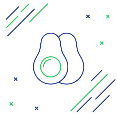 Avokado meyve simgesi beyaz arkaplanda izole edildi. Renkli taslak konsepti. Vektör.