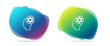 Beyaz arka planda izole edilmiş Ortodoks Yahudi şapka simgesi. Geleneksel giyinmiş Yahudi erkekler. Yahudilik sembolleri. Sıvı şekilli soyut pankart. Vektör.