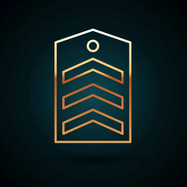 Guldlinjen Chevron Ikon Isolerad Mörkblå Bakgrund Militärbricka Vektor — Stock vektor