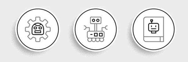 Establecer Línea Manual Del Usuario Robot Icono Vector — Vector de stock