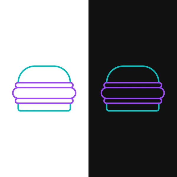 Линия Бургер Значок Изолирован Белом Черном Фоне Икона Гамбургера Знак — стоковый вектор
