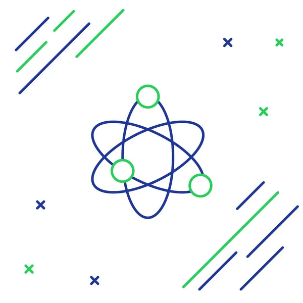 直线原子图标隔离在白色背景上 核物理学 科学研究的象征 五彩缤纷的概念 — 图库矢量图片