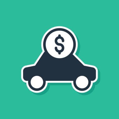 Yeşil arka planda mavi araba kiralama ikonu izole edildi. Araba tabelası kirala. Anahtarlı araba. Otomobil tamir servisi konsepti. Vektör.