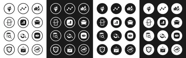 Set Finanzwachstum Mobiler Aktienhandel Verkaufstrichter Mit Chart Coal Mine Trolley — Stockvektor