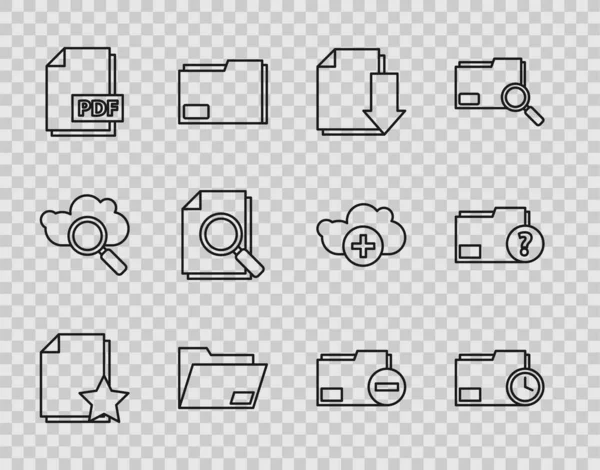 Stel Lijn Document Met Sterrenmap Klok Downloaden Pdf Bestand Document — Stockvector