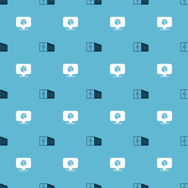 Konteynır ve konumu karton kutuyla kusursuz desen üzerine ayarla. Vektör.