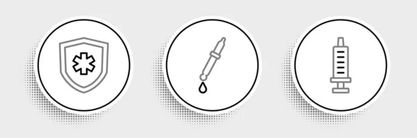 Set Line Syringe Life Insurance Pipette Icon Vector — Stock Vector
