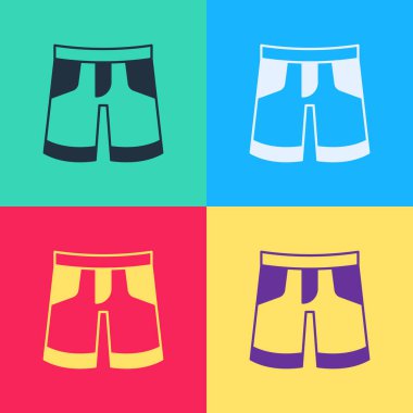 Pop Art Short veya pantolon ikonu renk arkaplanında izole edilmiş. Vektör.