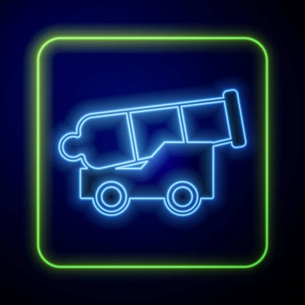 Glowing Neon Cannon Icon Isolated Blue Background Senjata Abad Pertengahan - Stok Vektor