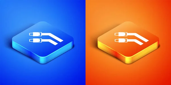 Isometrisches Lan Kabelnetzwerk Internet Symbol Isoliert Auf Blauem Und Orangefarbenem — Stockvektor